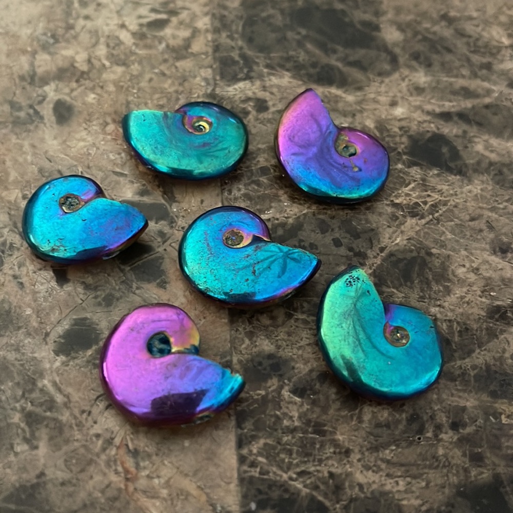 Six beautiful ammonite fossil beads I’m not familiar with the process involved